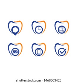 Dental Icon set bundle address clock time world website phone number check mail for web social media post stories