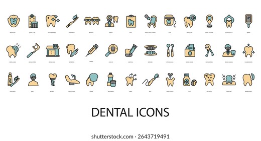 dental icon set collection .design style with background