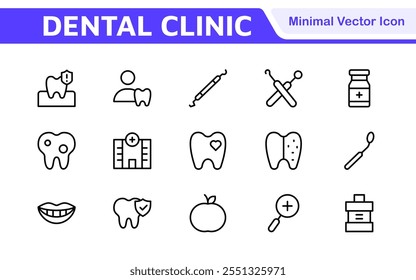 Dental Icon Set. A comprehensive collection of vibrant and professional icons for dental practices, perfect for patient communication to promote oral health awareness.