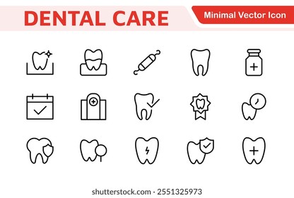 Dental Icon Set. A comprehensive collection of vibrant and professional icons for dental practices, perfect for patient communication to promote oral health awareness.