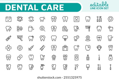 Dental Icon Set. A comprehensive collection of vibrant and professional icons for dental practices, perfect for patient communication to promote oral health awareness.