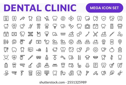 Conjunto de iconos dentales. Una colección completa de íconos vibrantes y profesionales para las prácticas dentales, perfecto para la comunicación del paciente para fomentar la conciencia de la salud oral.