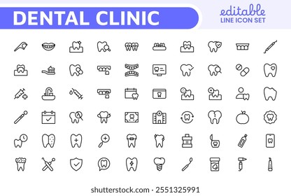 Dental Icon Set. A comprehensive collection of vibrant and professional icons for dental practices, perfect for patient communication to promote oral health awareness.