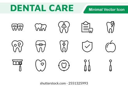 Dental Icon Set. A comprehensive collection of vibrant and professional icons for dental practices, perfect for patient communication to promote oral health awareness.