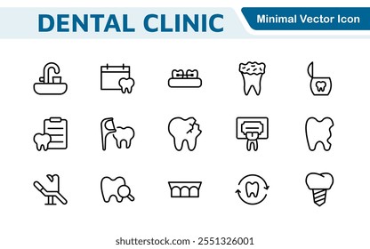 Dental Icon Set. A comprehensive collection of vibrant and professional icons for dental practices, perfect for patient communication to promote oral health awareness.