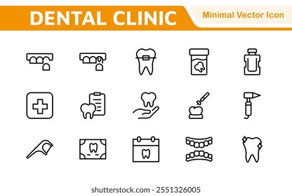 Dental Icon Set. A comprehensive collection of vibrant and professional icons for dental practices, perfect for patient communication to promote oral health awareness.