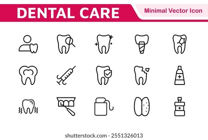 Dental Icon Set. A comprehensive collection of vibrant and professional icons for dental practices, perfect for patient communication to promote oral health awareness.