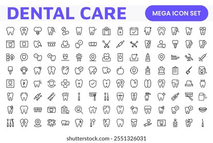 Dental Icon Set. A comprehensive collection of vibrant and professional icons for dental practices, perfect for patient communication to promote oral health awareness.