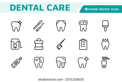 Dental Icon Set. A comprehensive collection of vibrant and professional icons for dental practices, perfect for patient communication to promote oral health awareness.