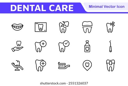 Dental Icon Set. A comprehensive collection of vibrant and professional icons for dental practices, perfect for patient communication to promote oral health awareness.