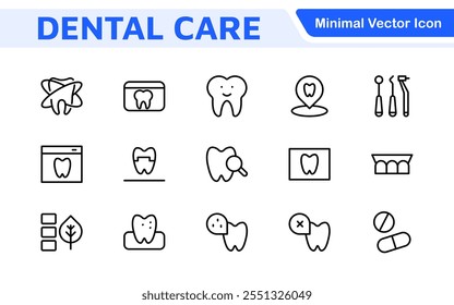 Dental Icon Set. A comprehensive collection of vibrant and professional icons for dental practices, perfect for patient communication to promote oral health awareness.