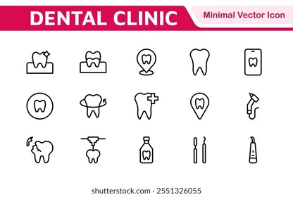 Dental Icon Set. A comprehensive collection of vibrant and professional icons for dental practices, perfect for patient communication to promote oral health awareness.