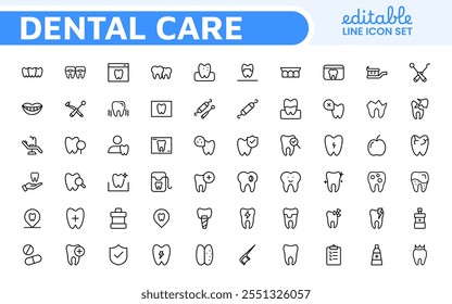 Dental Icon Set. A comprehensive collection of vibrant and professional icons for dental practices, perfect for patient communication to promote oral health awareness.