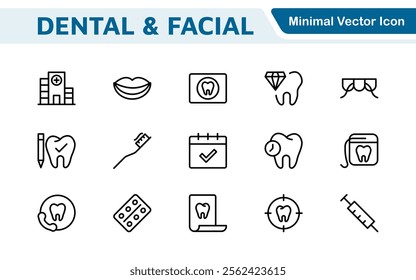 Dental Icon Set. A comprehensive collection of vibrant and professional icons for dental practices, perfect for patient communication to promote oral health awareness.