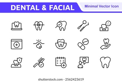 Dental Icon Set. A comprehensive collection of vibrant and professional icons for dental practices, perfect for patient communication to promote oral health awareness.