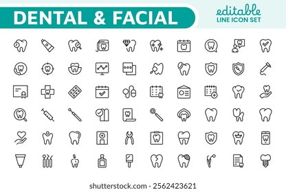 Dental Icon Set. A comprehensive collection of vibrant and professional icons for dental practices, perfect for patient communication to promote oral health awareness.