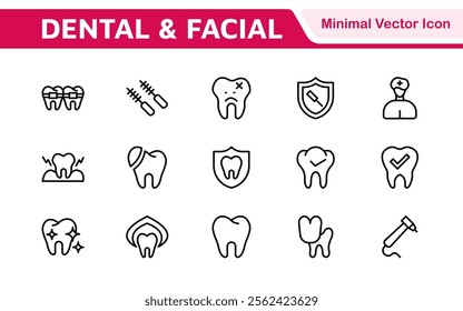 Dental Icon Set. A comprehensive collection of vibrant and professional icons for dental practices, perfect for patient communication to promote oral health awareness.