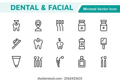 Dental Icon Set. A comprehensive collection of vibrant and professional icons for dental practices, perfect for patient communication to promote oral health awareness.