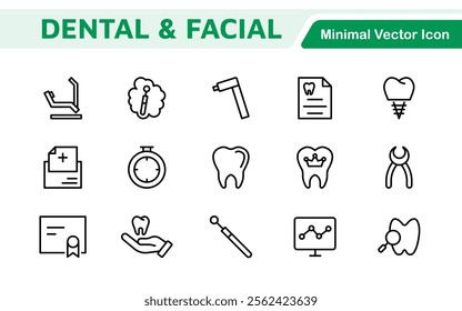 Dental Icon Set. A comprehensive collection of vibrant and professional icons for dental practices, perfect for patient communication to promote oral health awareness.