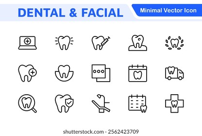 Dental Icon Set. A comprehensive collection of vibrant and professional icons for dental practices, perfect for patient communication to promote oral health awareness.