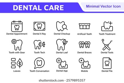 Dental Icon Set. A comprehensive collection of vibrant and professional icons for dental practices, perfect for patient communication to promote oral health awareness.