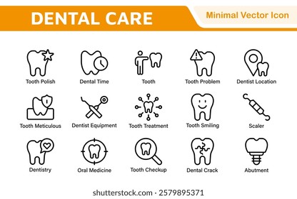 Dental Icon Set. A comprehensive collection of vibrant and professional icons for dental practices, perfect for patient communication to promote oral health awareness.