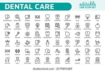 Dental Icon Set. A comprehensive collection of vibrant and professional icons for dental practices, perfect for patient communication to promote oral health awareness.