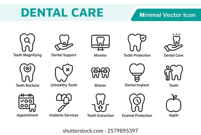 Dental Icon Set. A comprehensive collection of vibrant and professional icons for dental practices, perfect for patient communication to promote oral health awareness.