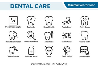 Dental Icon Set. A comprehensive collection of vibrant and professional icons for dental practices, perfect for patient communication to promote oral health awareness.