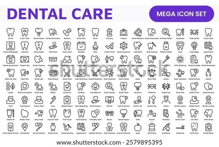 Dental Icon Set. A comprehensive collection of vibrant and professional icons for dental practices, perfect for patient communication to promote oral health awareness.