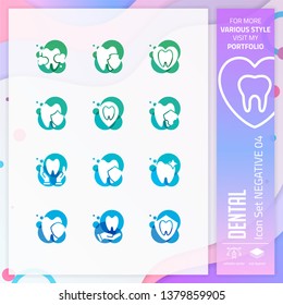 Dental icon set with glyph style for dental clinic. Healthcare icon bundle can use for website, app, UI, infographic, print template and presentation.