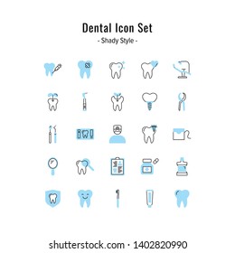 dental icon set. dental icons vector. shady style design