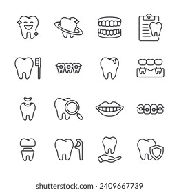 Dental icon set isolated on white