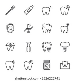 Conjunto de iconos dentales Ilustración vectorial