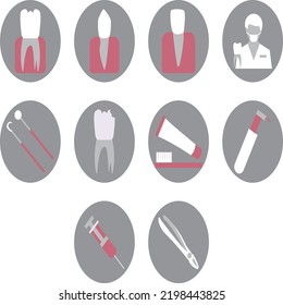 dental icon sets circle isolation flat symbols outline