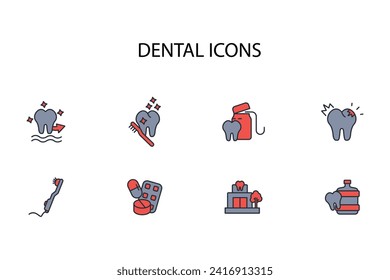 
Dental icon set.vector.Editable stroke.linear style sign for use web design,logo.Symbol illustration.