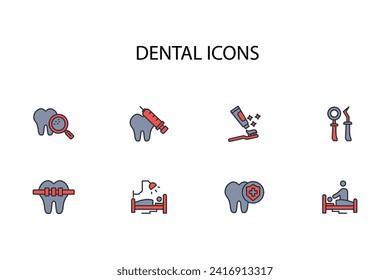 
Dental icon set.vector.Editable stroke.linear style sign for use web design,logo.Symbol illustration.