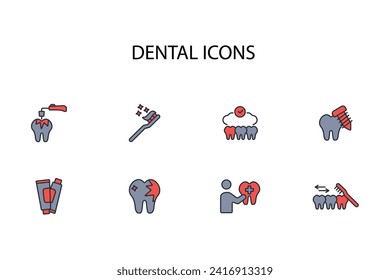 
Dental icon set.vector.Editable stroke.linear style sign for use web design,logo.Symbol illustration.