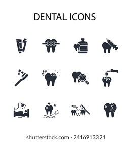 
Dental icon set.vector.Editable stroke.linear style sign for use web design,logo.Symbol illustration.