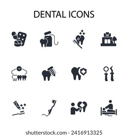 
Dental icon set.vector.Editable stroke.linear style sign for use web design,logo.Symbol illustration.