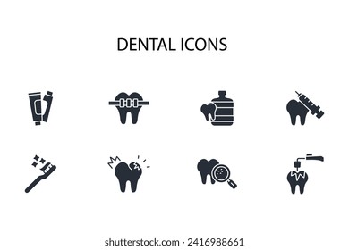 Dental icon set.vector.Editable stroke.linear style sign for use web design,logo.Symbol illustration.