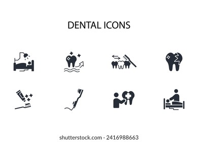 Dental icon set.vector.Editable stroke.linear style sign for use web design,logo.Symbol illustration.