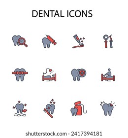 Dental icon set.vector.Editable stroke.linear style sign for use web design,logo.Symbol illustration.