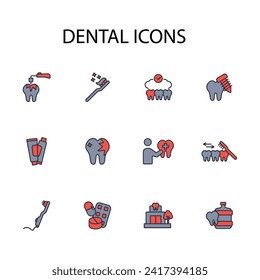 Dental icon set.vector.Editable stroke.linear style sign for use web design,logo.Symbol illustration.