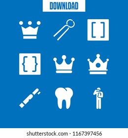 dental icon. This set with forceps, tooth, brackets and teeth brush vector icons for mobile and web