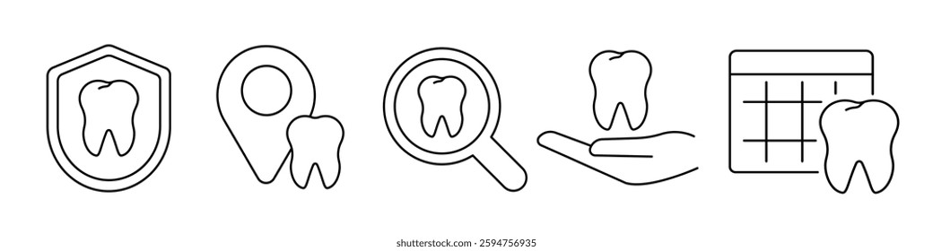dental icon. tooth icon set