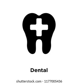 Dental icon vector isolated on white background, logo concept of Dental sign on transparent background, filled black symbol