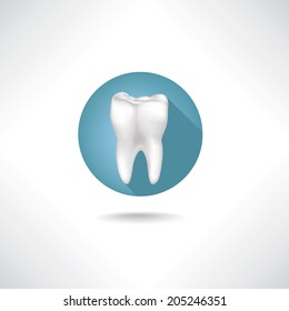 Dental icon. Vector Tooth icon web button isolated on white background 