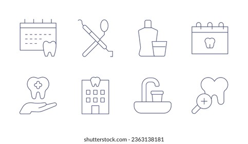 Dental icons. Editable stroke. Containing calendar, dental care, dental surgery, dentistry, mouthwash, sink.