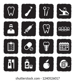 Dental Icons. Grunge Black Flat Design. Vector Illustration. 